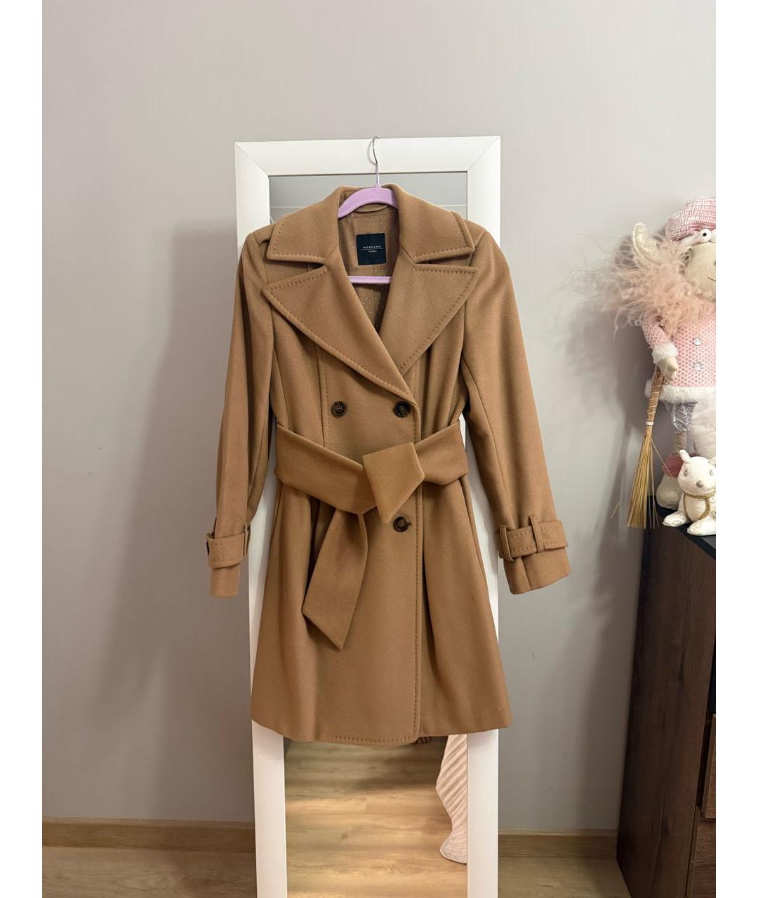 WEEKEND MAX MARA Бежевое шерстяное пальто, фото 5