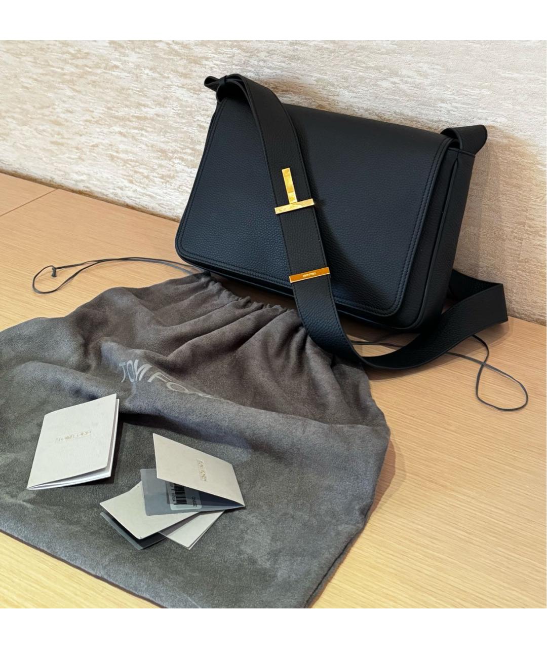 TOM FORD Черная кожаная сумка через плечо, фото 5