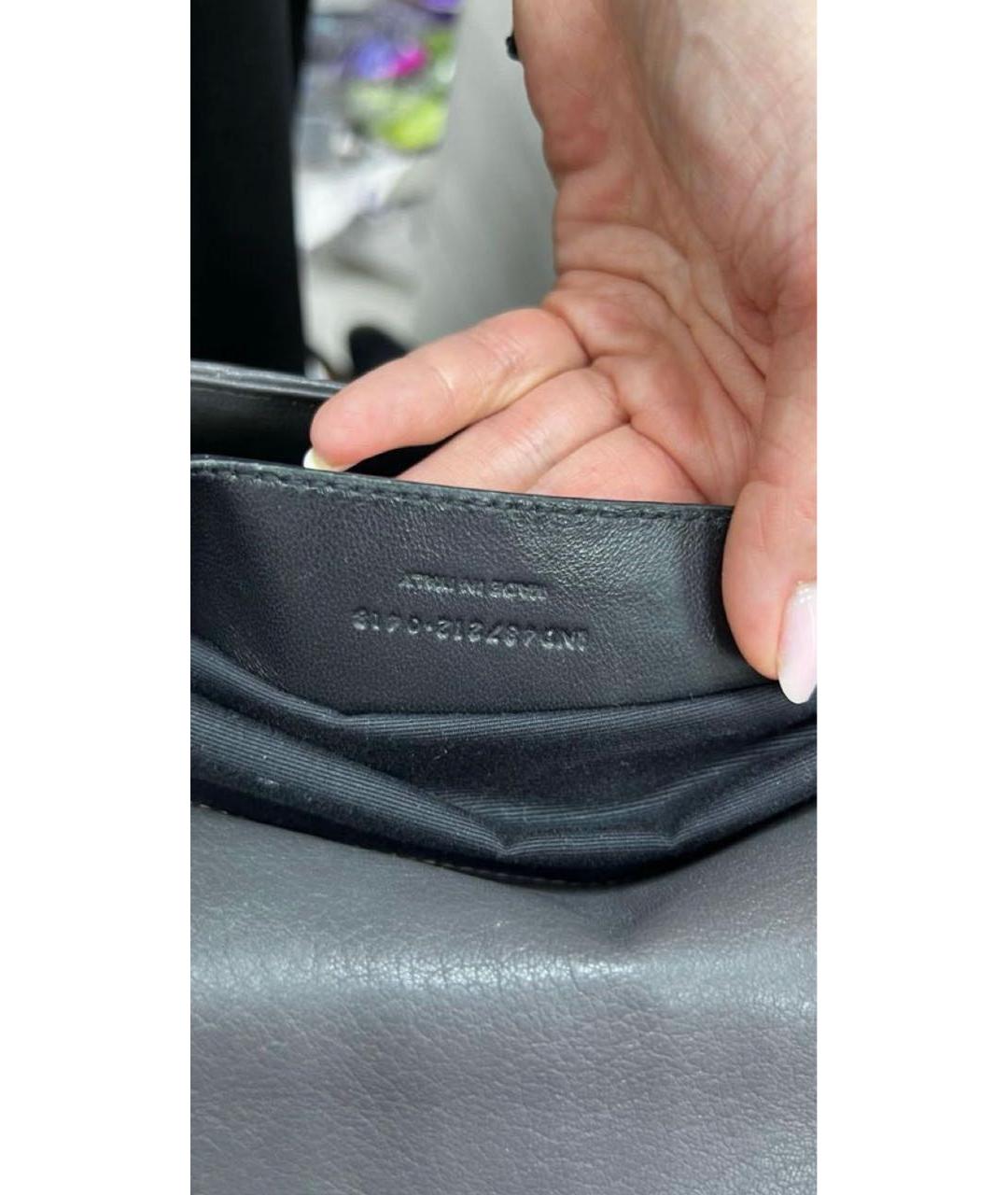 SAINT LAURENT Серая кожаная сумка через плечо, фото 5