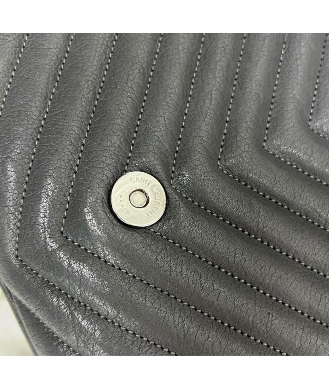 SAINT LAURENT Серая кожаная сумка через плечо, фото 3