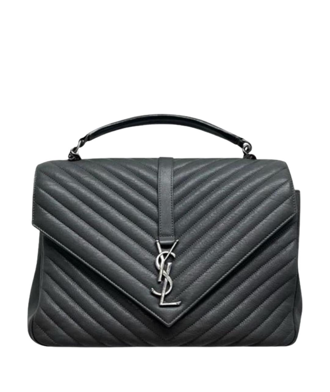 SAINT LAURENT Серая кожаная сумка через плечо, фото 1