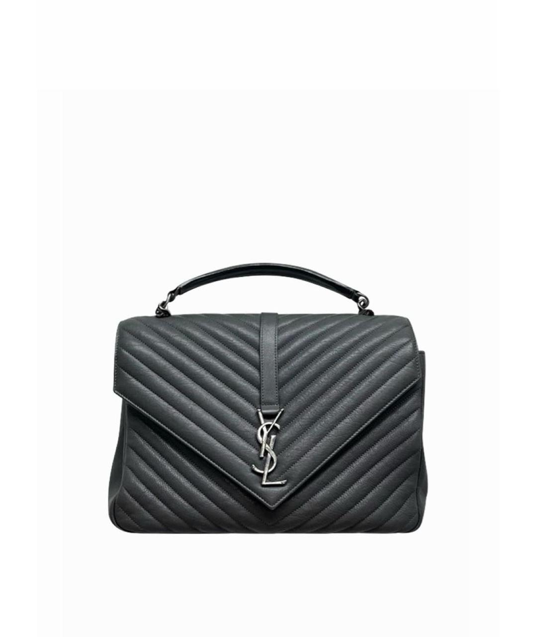 SAINT LAURENT Серая кожаная сумка через плечо, фото 8