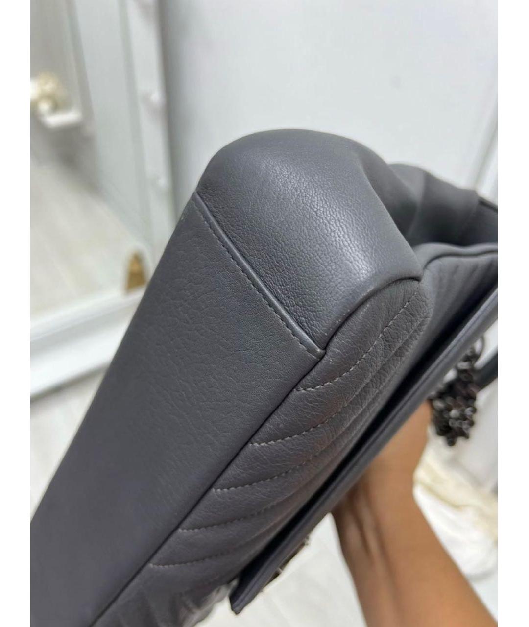 SAINT LAURENT Серая кожаная сумка через плечо, фото 6