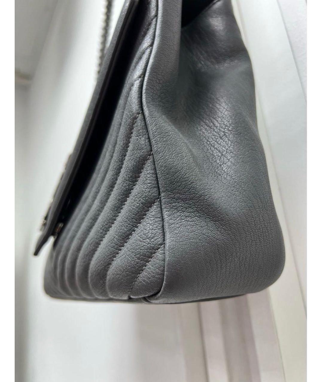 SAINT LAURENT Серая кожаная сумка через плечо, фото 7
