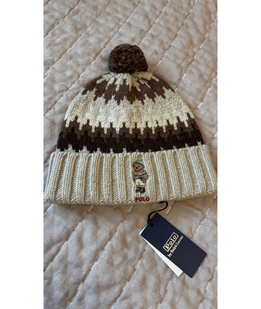 POLO RALPH LAUREN Бежевая шерстяная шапка, фото 4