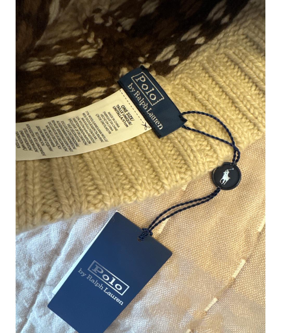 POLO RALPH LAUREN Бежевая шерстяная шапка, фото 3