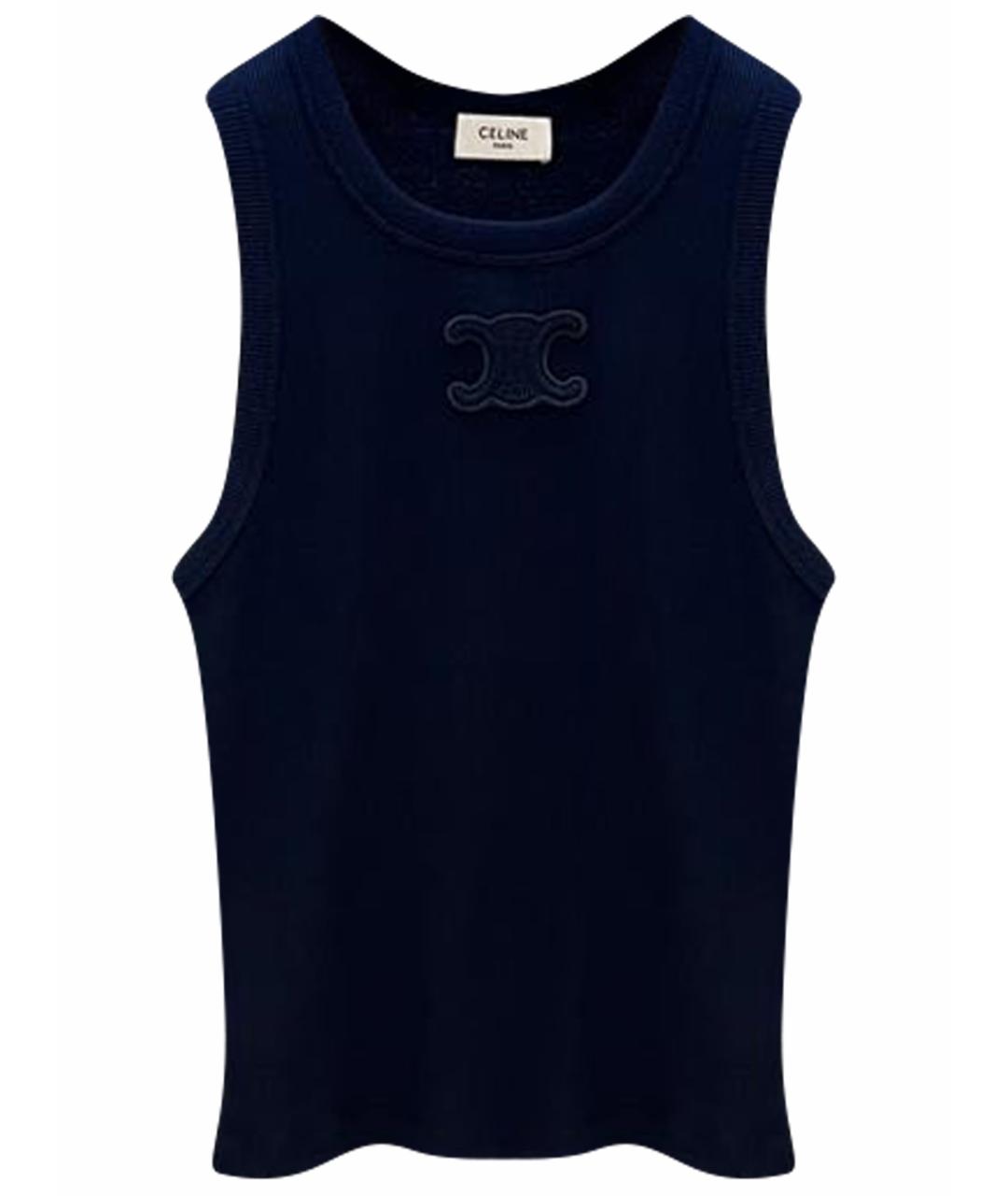 CELINE Темно-синяя хлопковая майка, фото 1