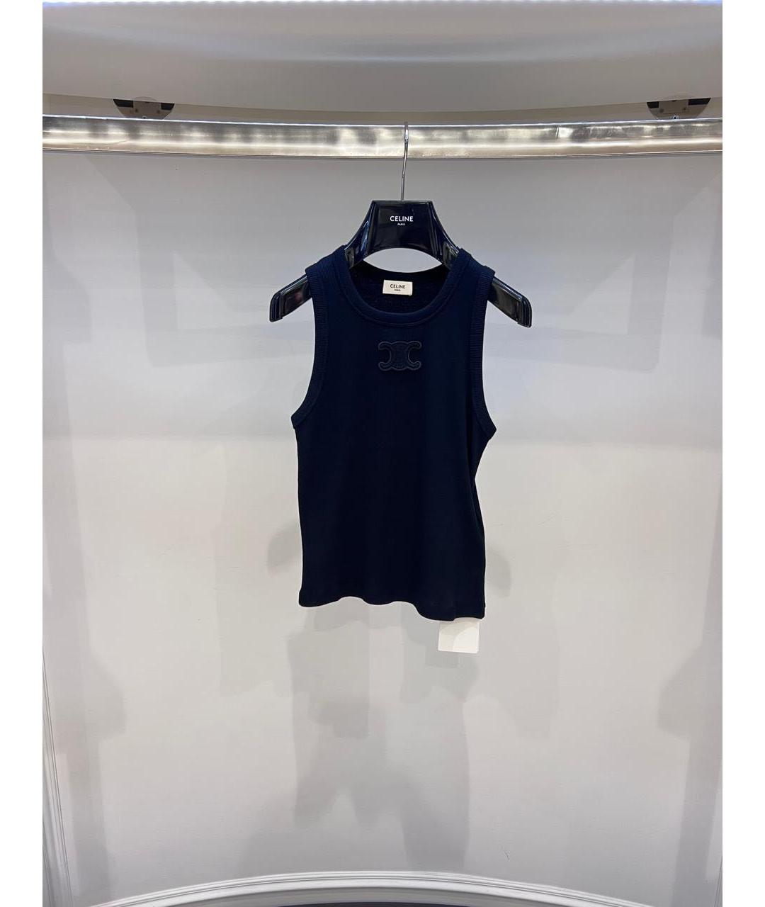 CELINE Темно-синяя хлопковая майка, фото 3