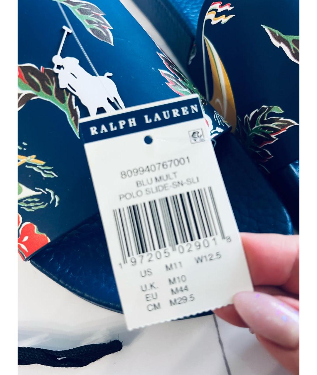 RALPH LAUREN Темно-синие резиновые шлепанцы, фото 7