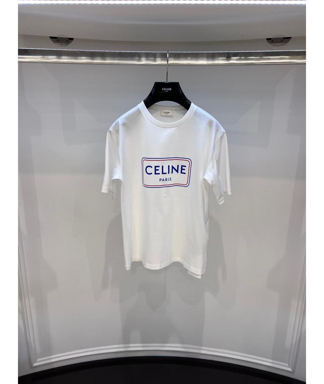 CELINE Белая хлопковая футболка, фото 2