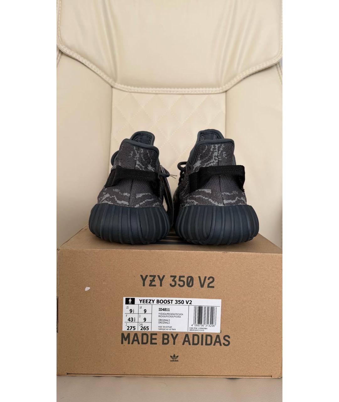 ADIDAS YEEZY Серые текстильные низкие кроссовки / кеды, фото 4