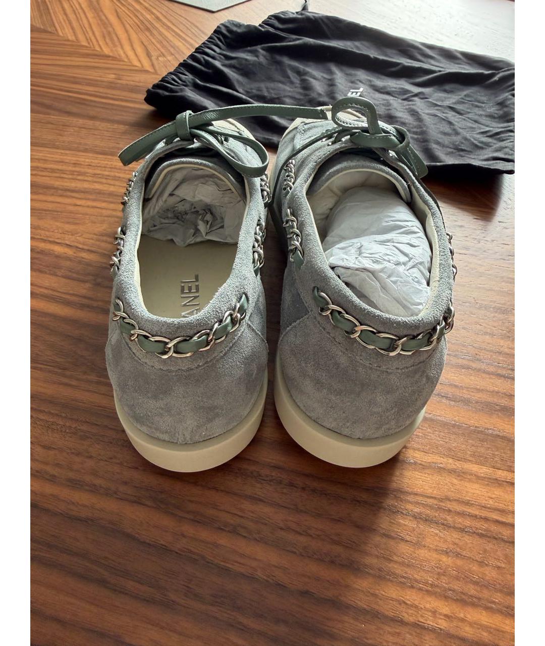 CHANEL Голубые замшевые лоферы, фото 5