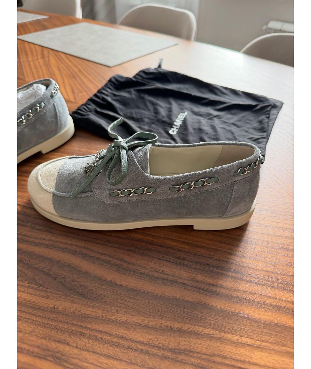 CHANEL Голубые замшевые лоферы, фото 2
