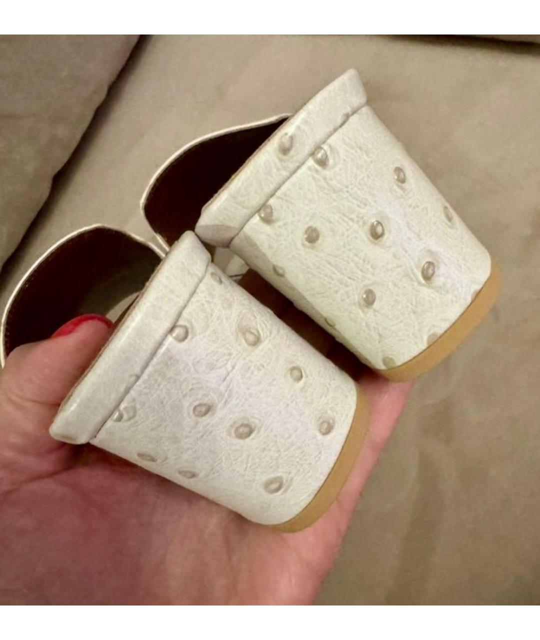 LORO PIANA Бежевые мюли из экзотической кожи, фото 7