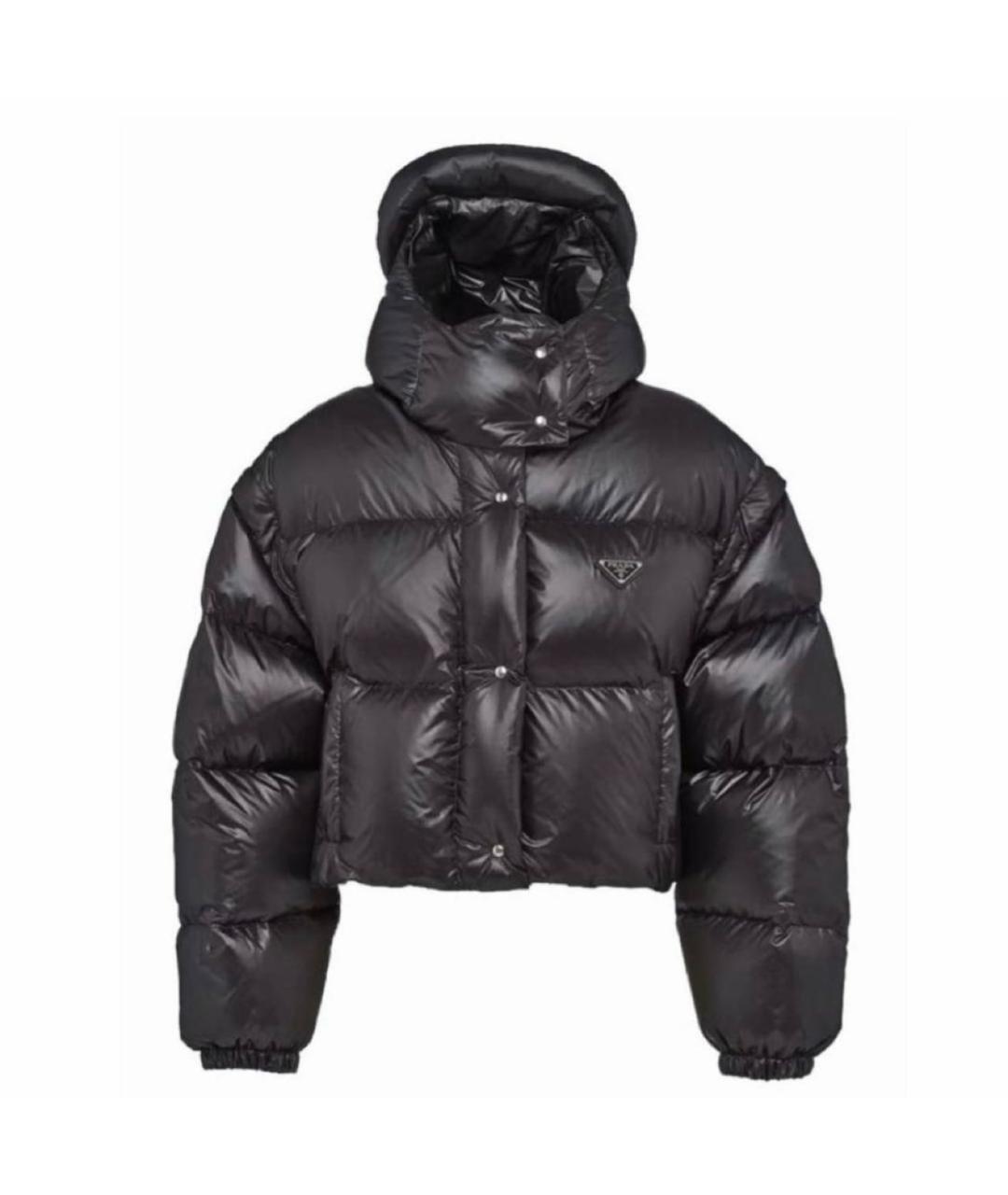 PRADA Черный полиэстеровый пуховик, фото 7