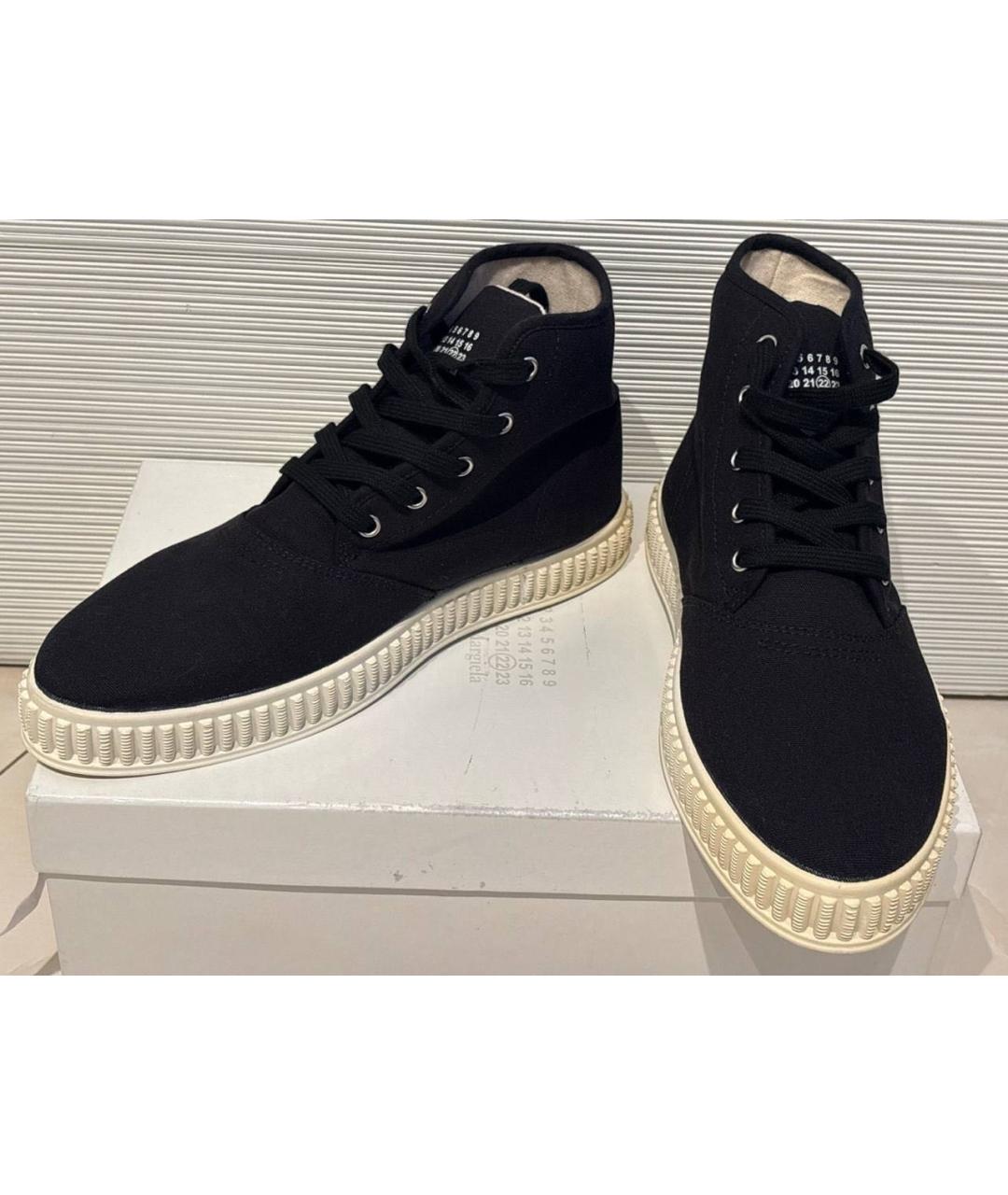 MAISON MARGIELA Черные текстильные высокие кроссовки / кеды, фото 4