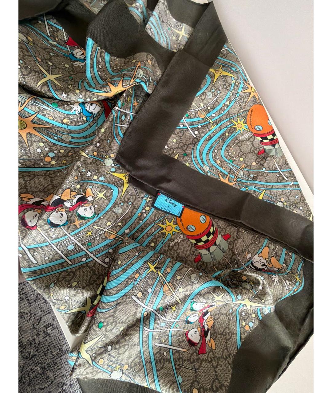 GUCCI Бежевый шелковый платок, фото 2