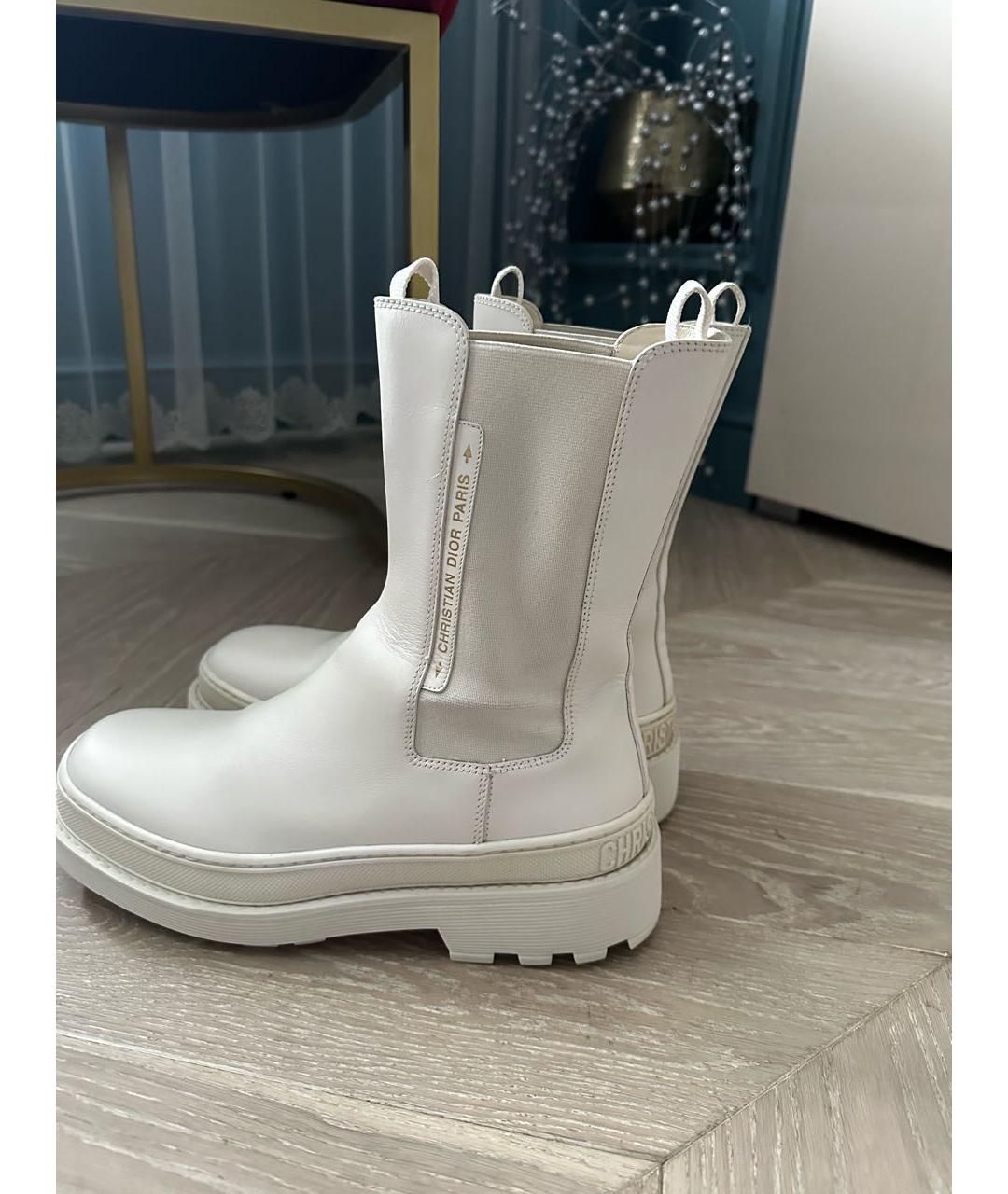 CHRISTIAN DIOR Бежевые кожаные полусапоги, фото 7