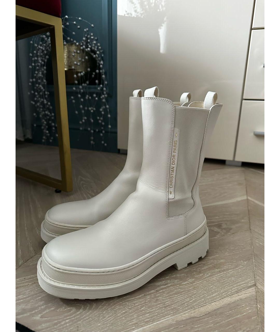 CHRISTIAN DIOR Бежевые кожаные полусапоги, фото 2