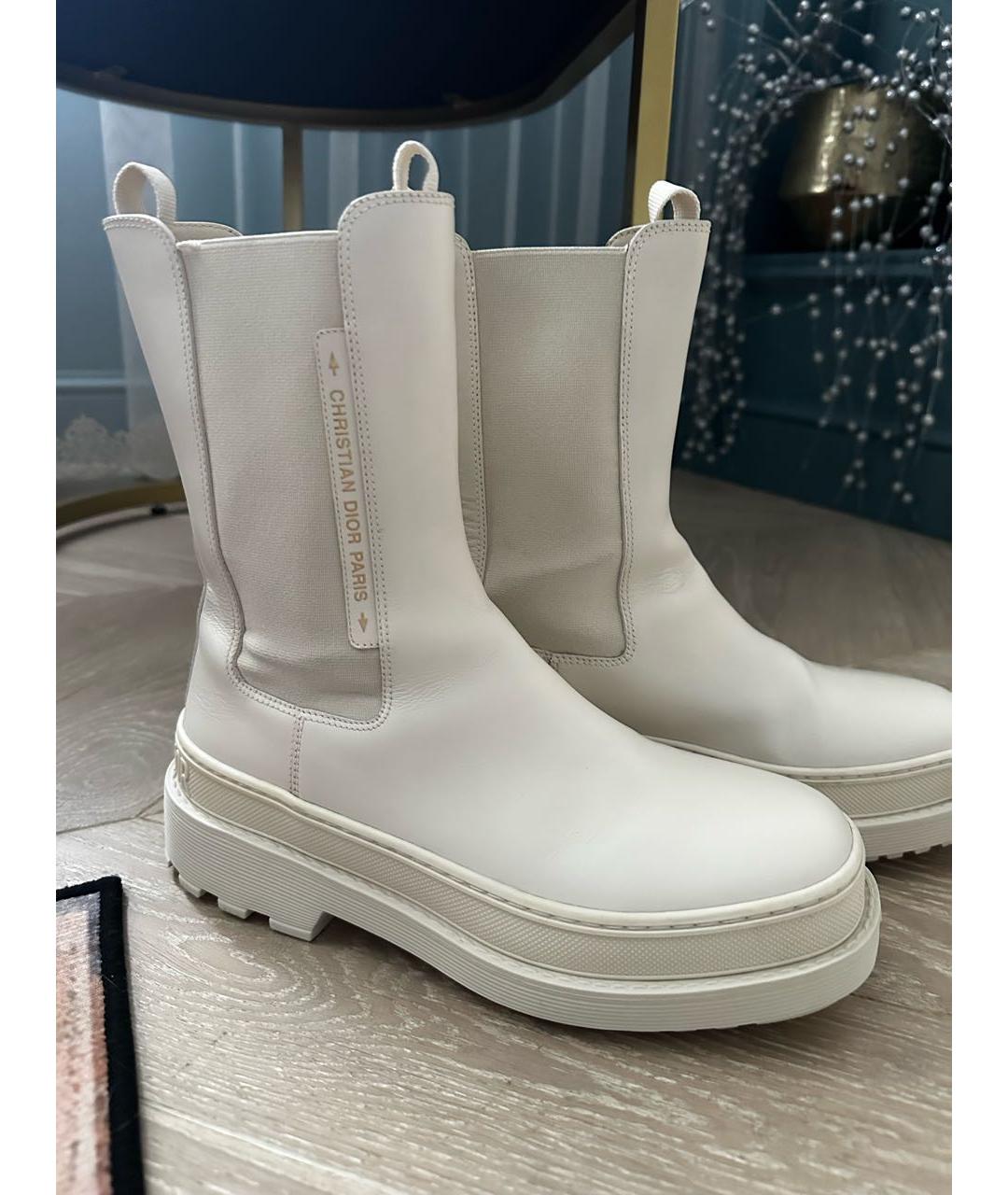 CHRISTIAN DIOR Бежевые кожаные полусапоги, фото 6