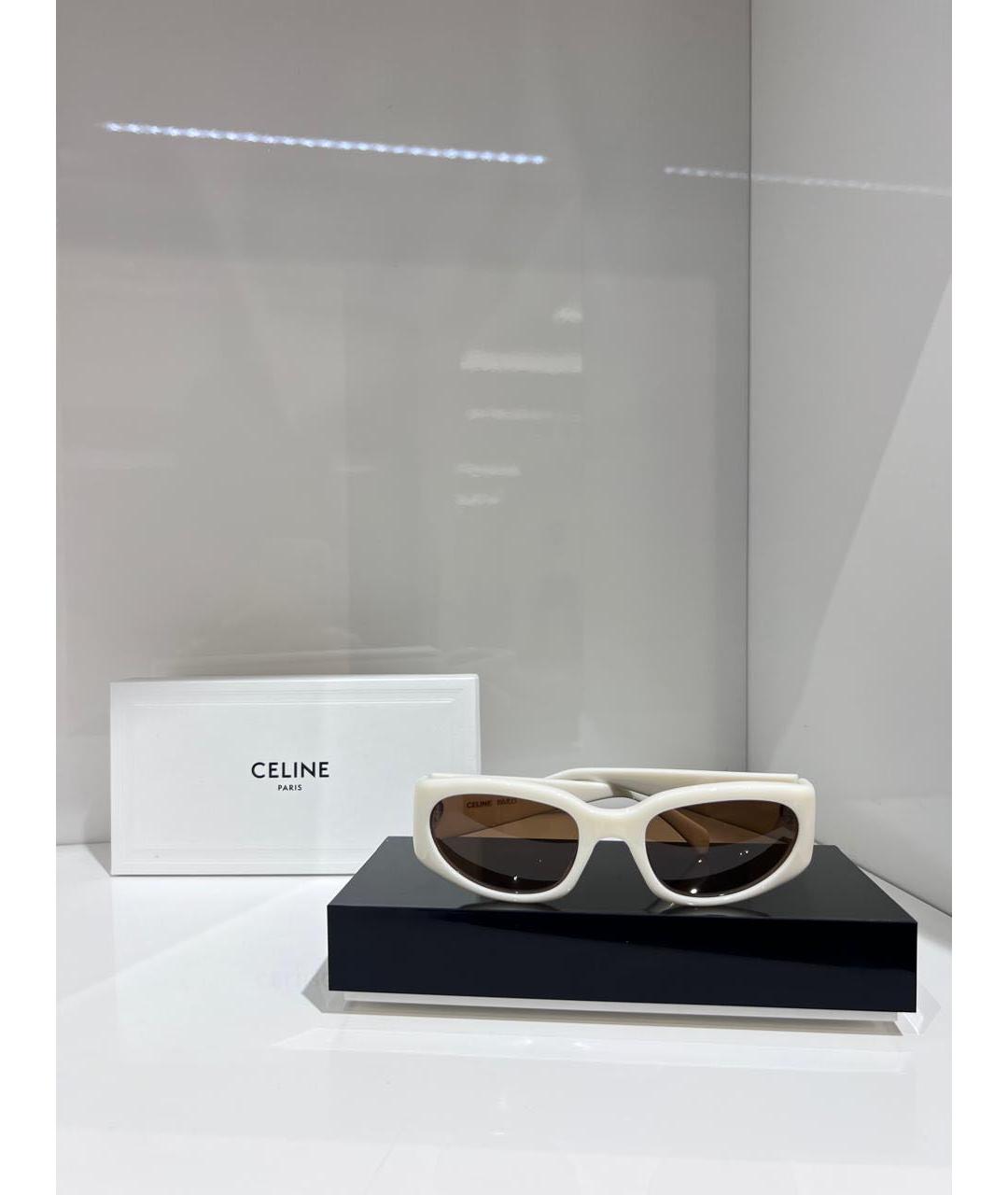 CELINE Бежевые пластиковые солнцезащитные очки, фото 2