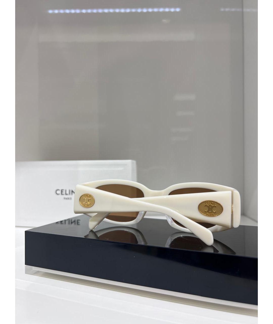 CELINE Бежевые пластиковые солнцезащитные очки, фото 3