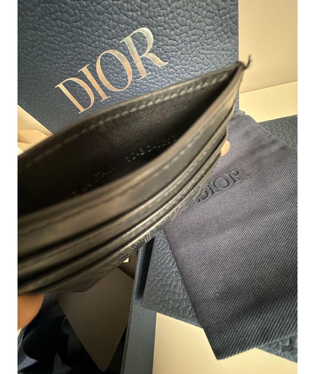 CHRISTIAN DIOR Черный кожаный кардхолдер, фото 3