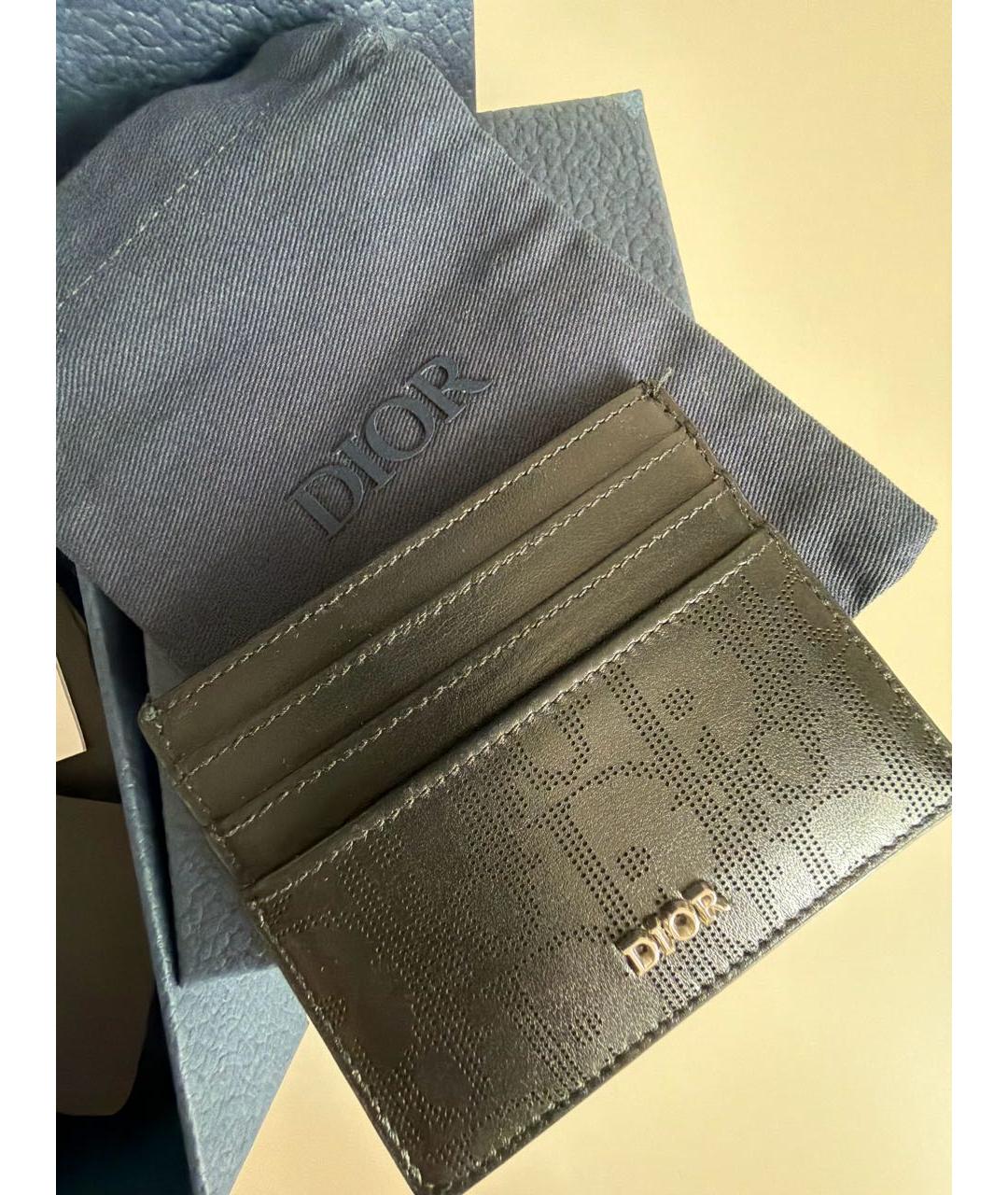 CHRISTIAN DIOR Черный кожаный кардхолдер, фото 2
