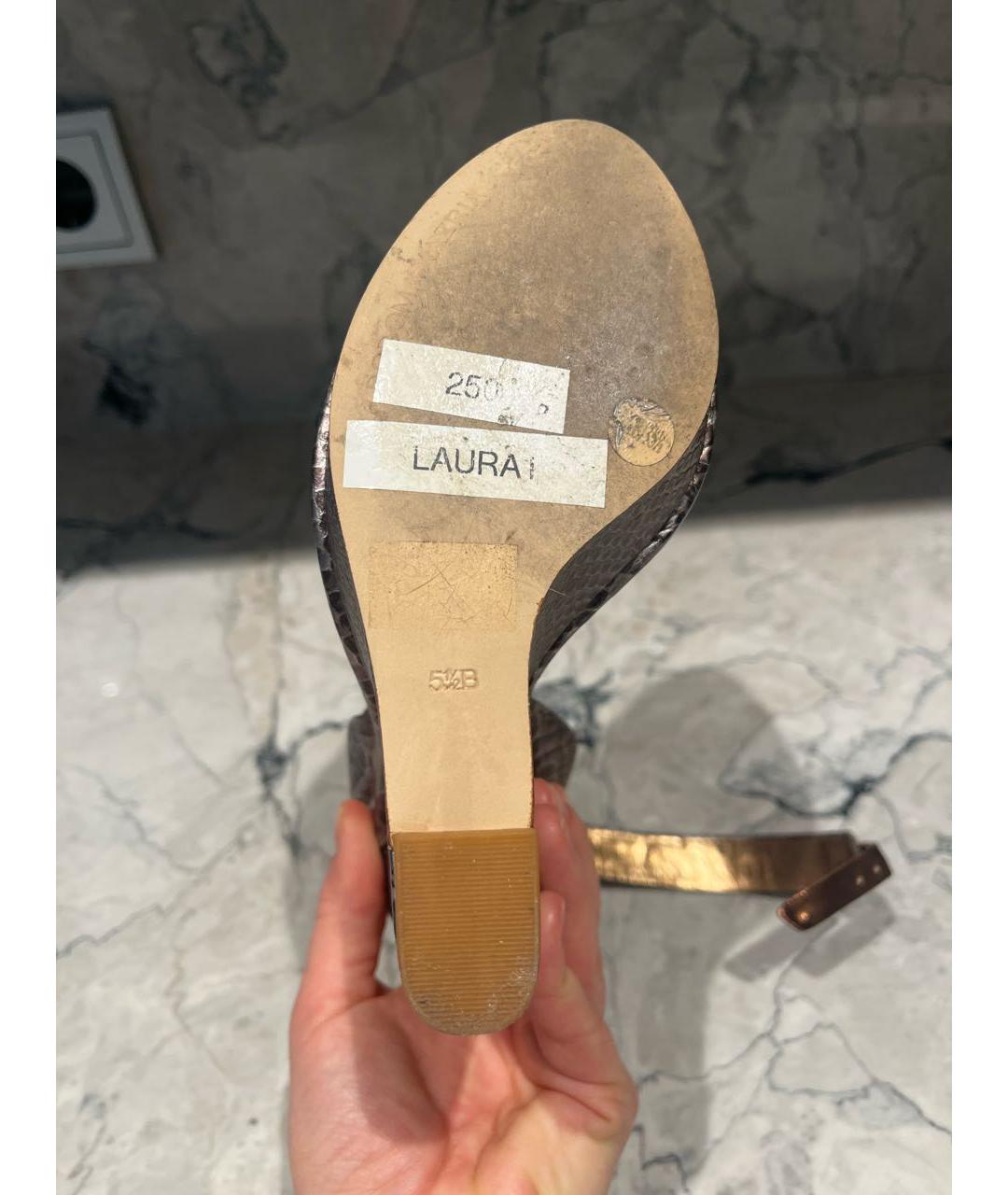 BCBG MAXAZRIA Коричневые кожаные босоножки, фото 6