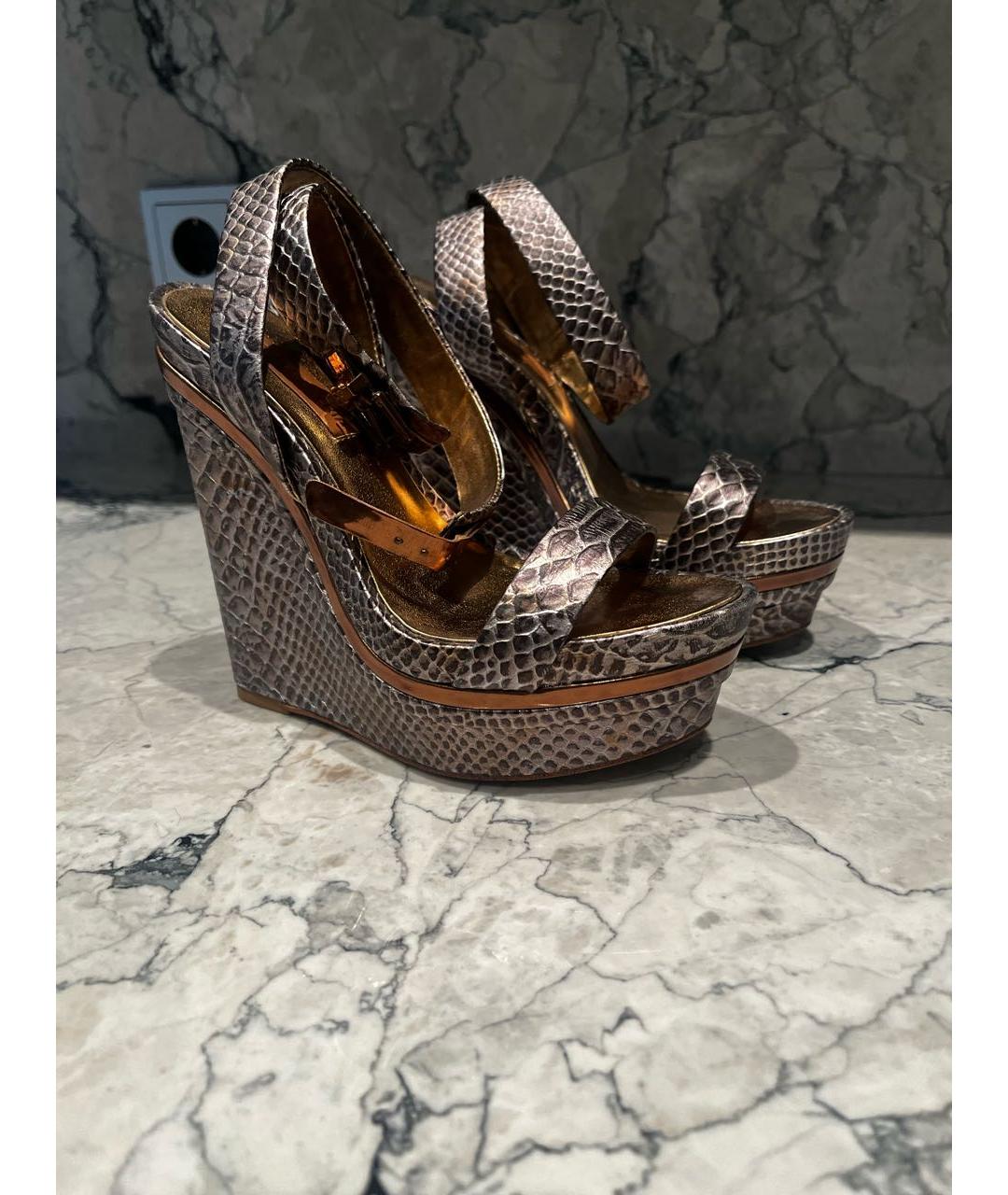 BCBG MAXAZRIA Коричневые кожаные босоножки, фото 5