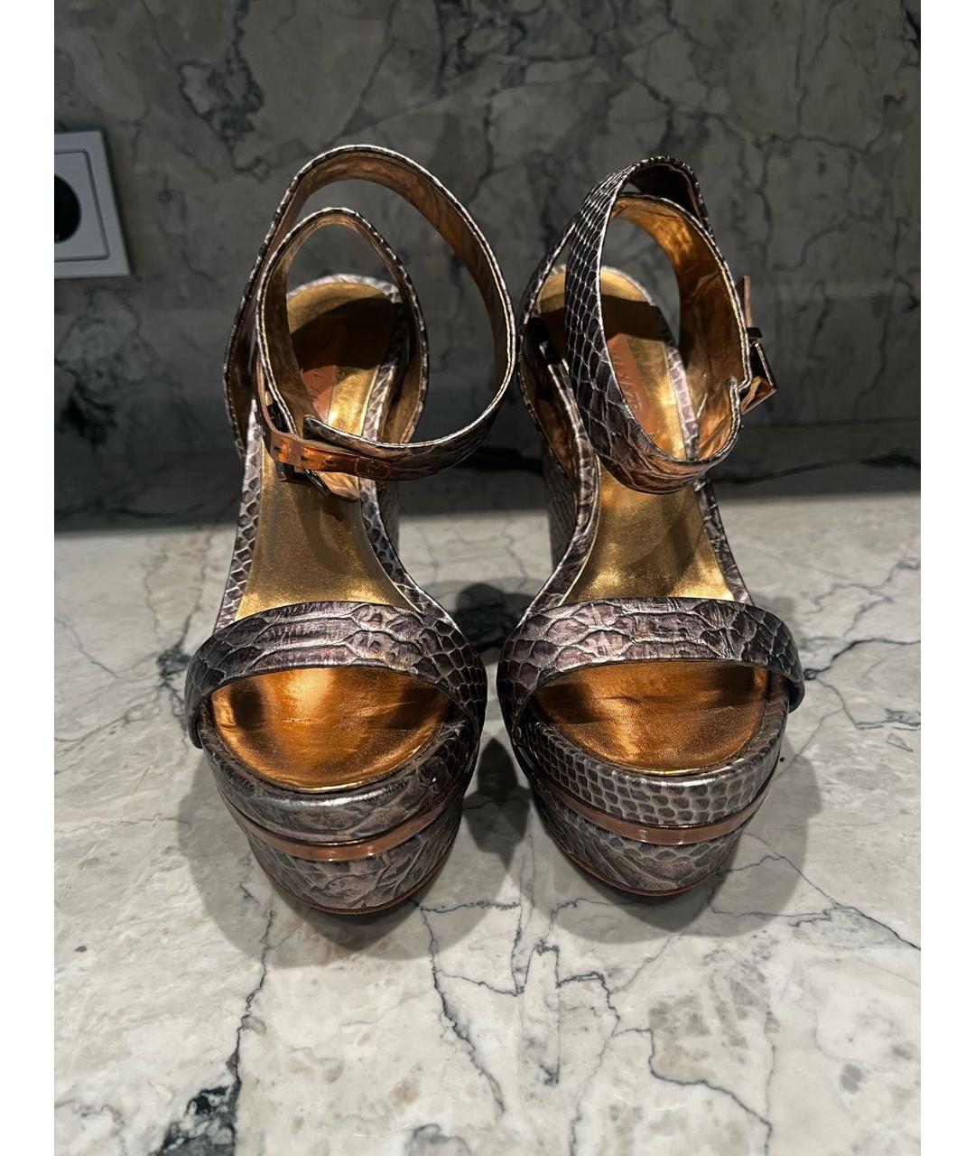 BCBG MAXAZRIA Коричневые кожаные босоножки, фото 3