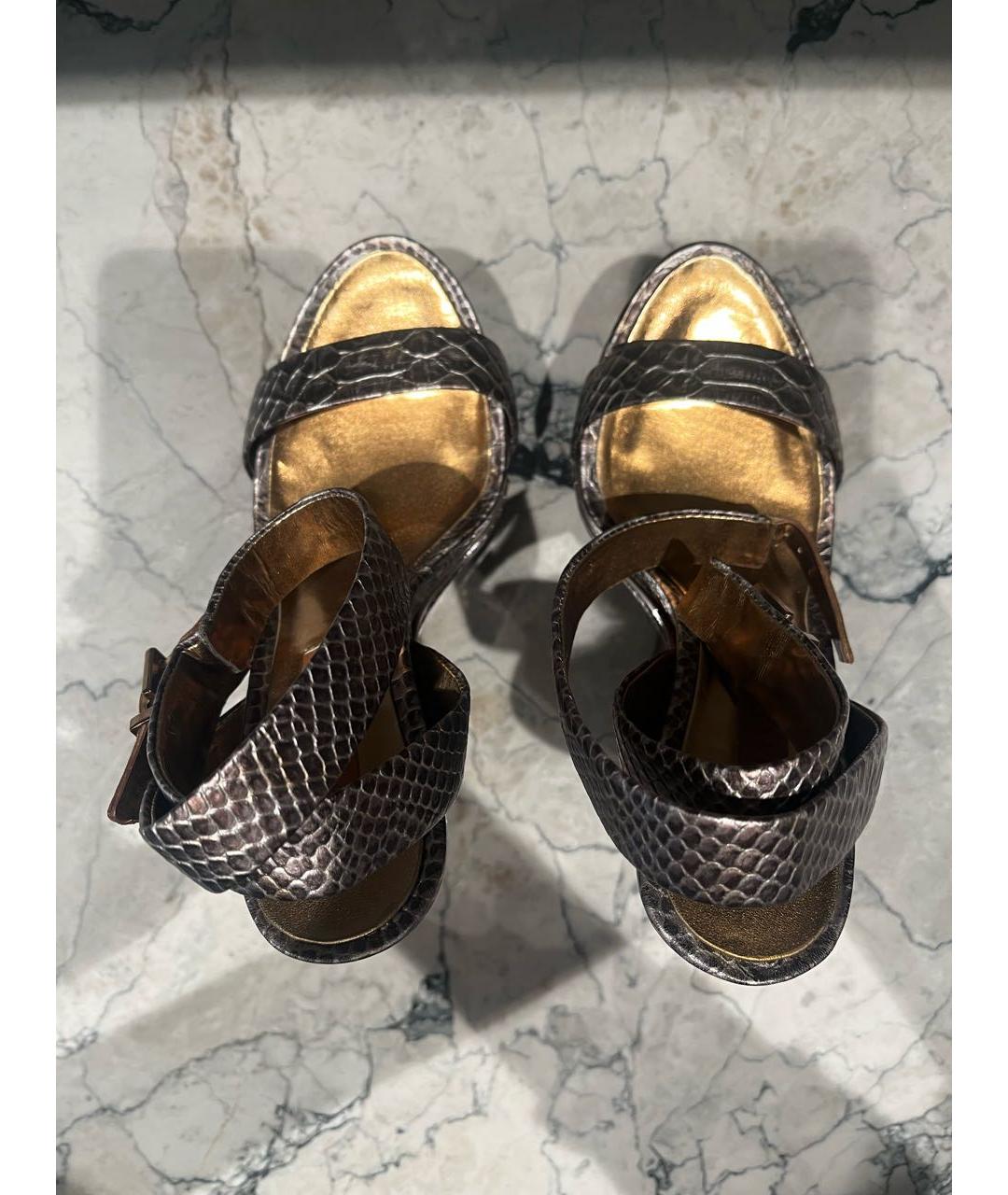 BCBG MAXAZRIA Коричневые кожаные босоножки, фото 7