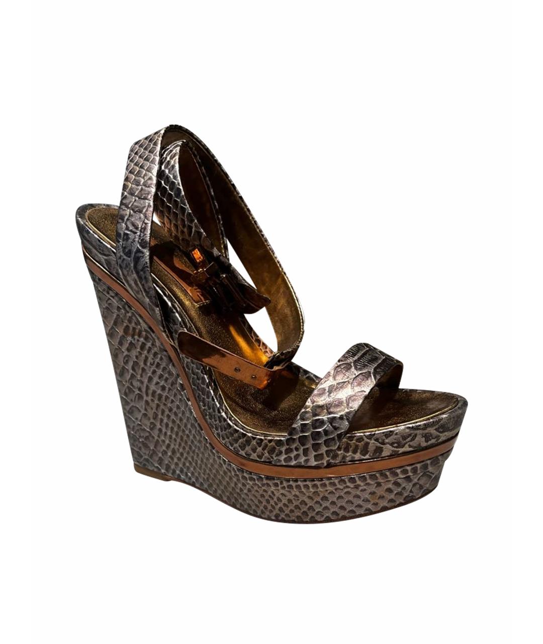 BCBG MAXAZRIA Коричневые кожаные босоножки, фото 1