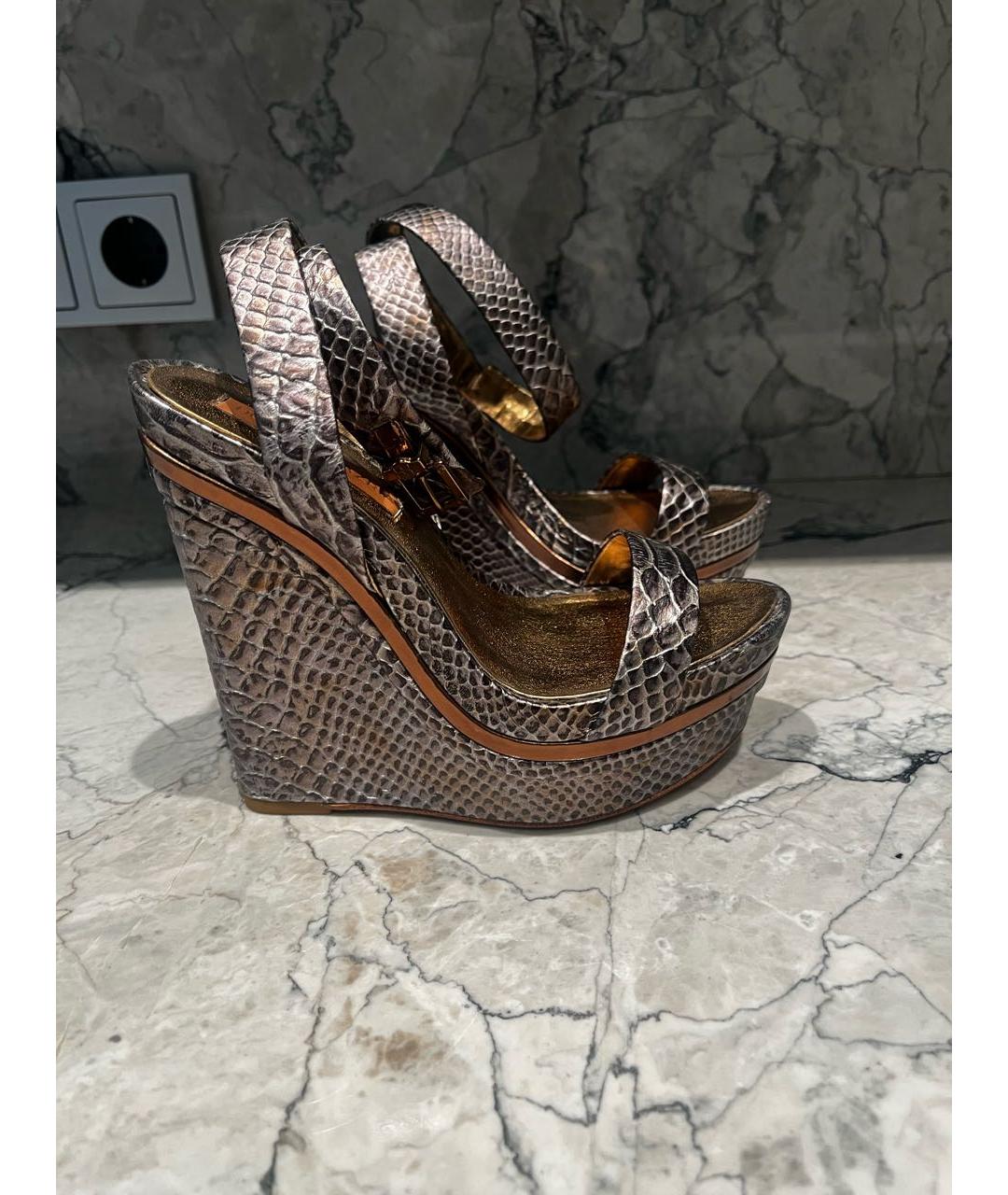 BCBG MAXAZRIA Коричневые кожаные босоножки, фото 8