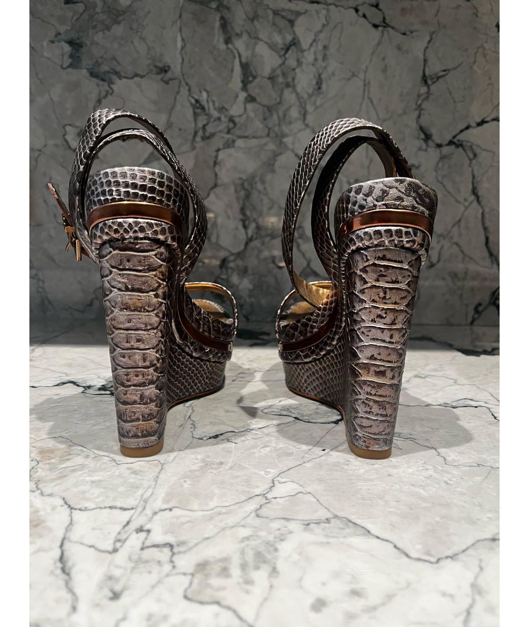 BCBG MAXAZRIA Коричневые кожаные босоножки, фото 4