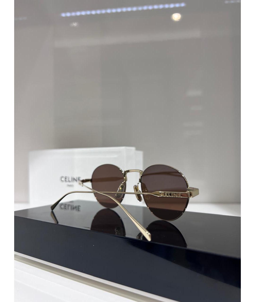 CELINE Золотые металлические солнцезащитные очки, фото 3