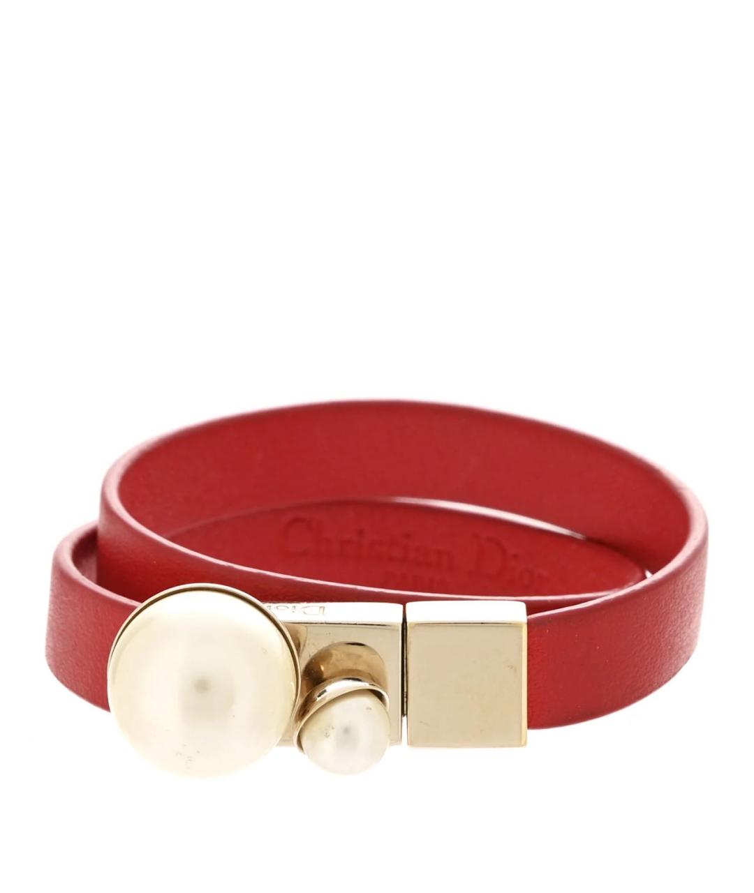 CHRISTIAN DIOR Красный кожаный браслет, фото 1