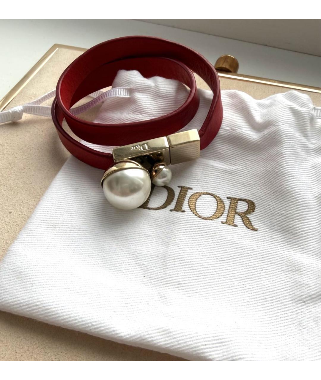 CHRISTIAN DIOR Красный кожаный браслет, фото 2