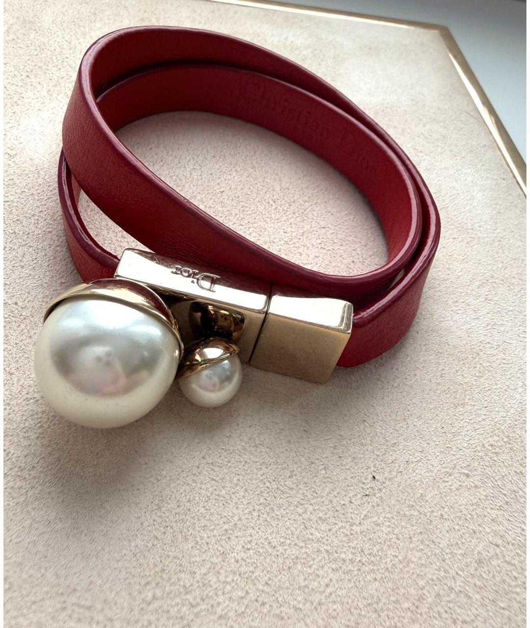 CHRISTIAN DIOR Красный кожаный браслет, фото 3