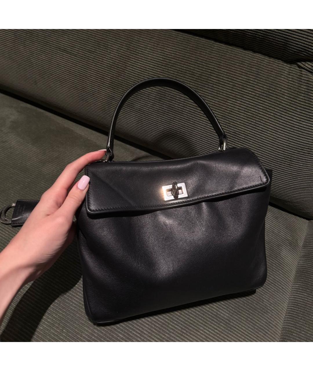 BALENCIAGA Черная кожаная сумка с короткими ручками, фото 2