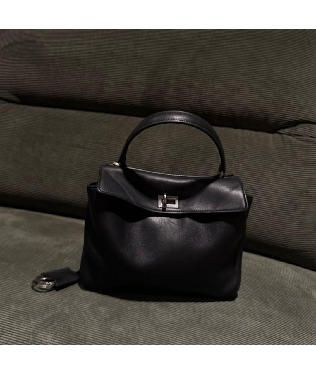 BALENCIAGA Черная кожаная сумка с короткими ручками, фото 4