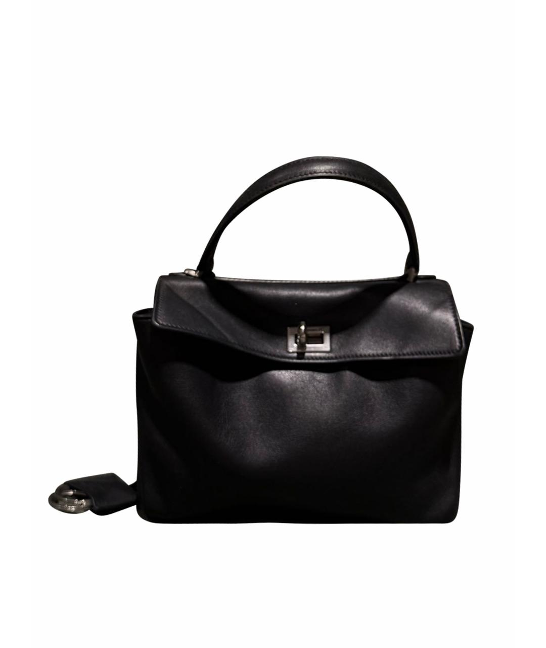 BALENCIAGA Черная кожаная сумка с короткими ручками, фото 1