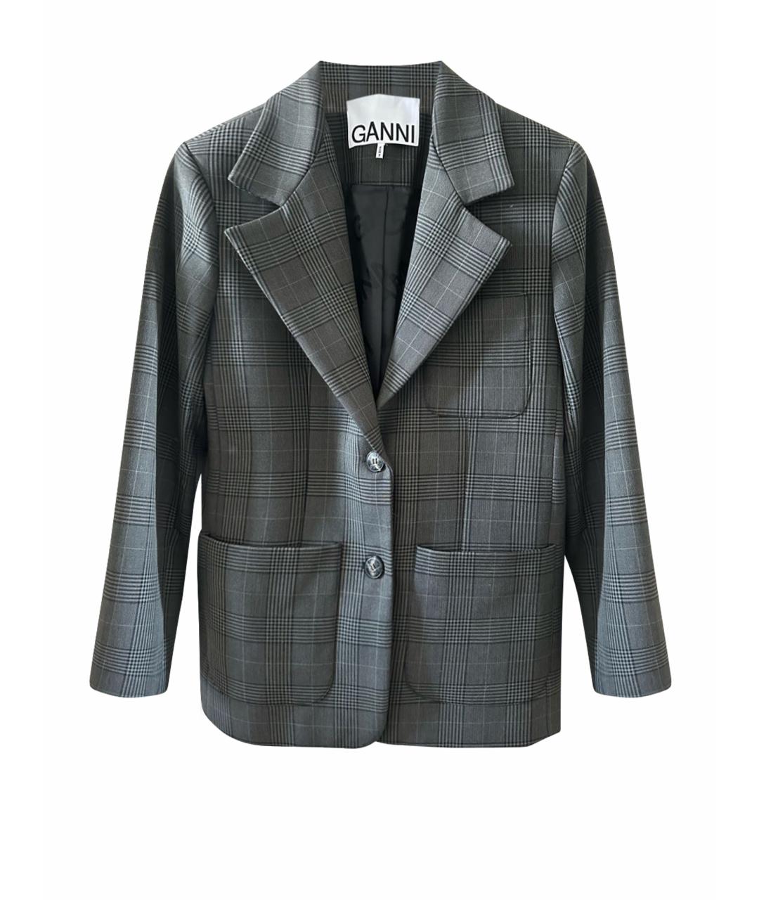 GANNI Хаки полиэстеровый жакет/пиджак, фото 1