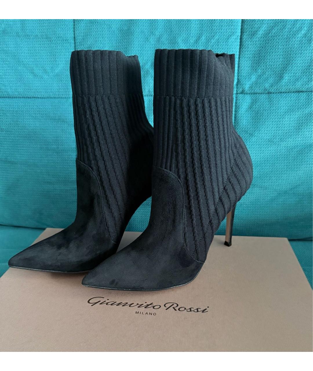 GIANVITO ROSSI Черные замшевые ботильоны, фото 3