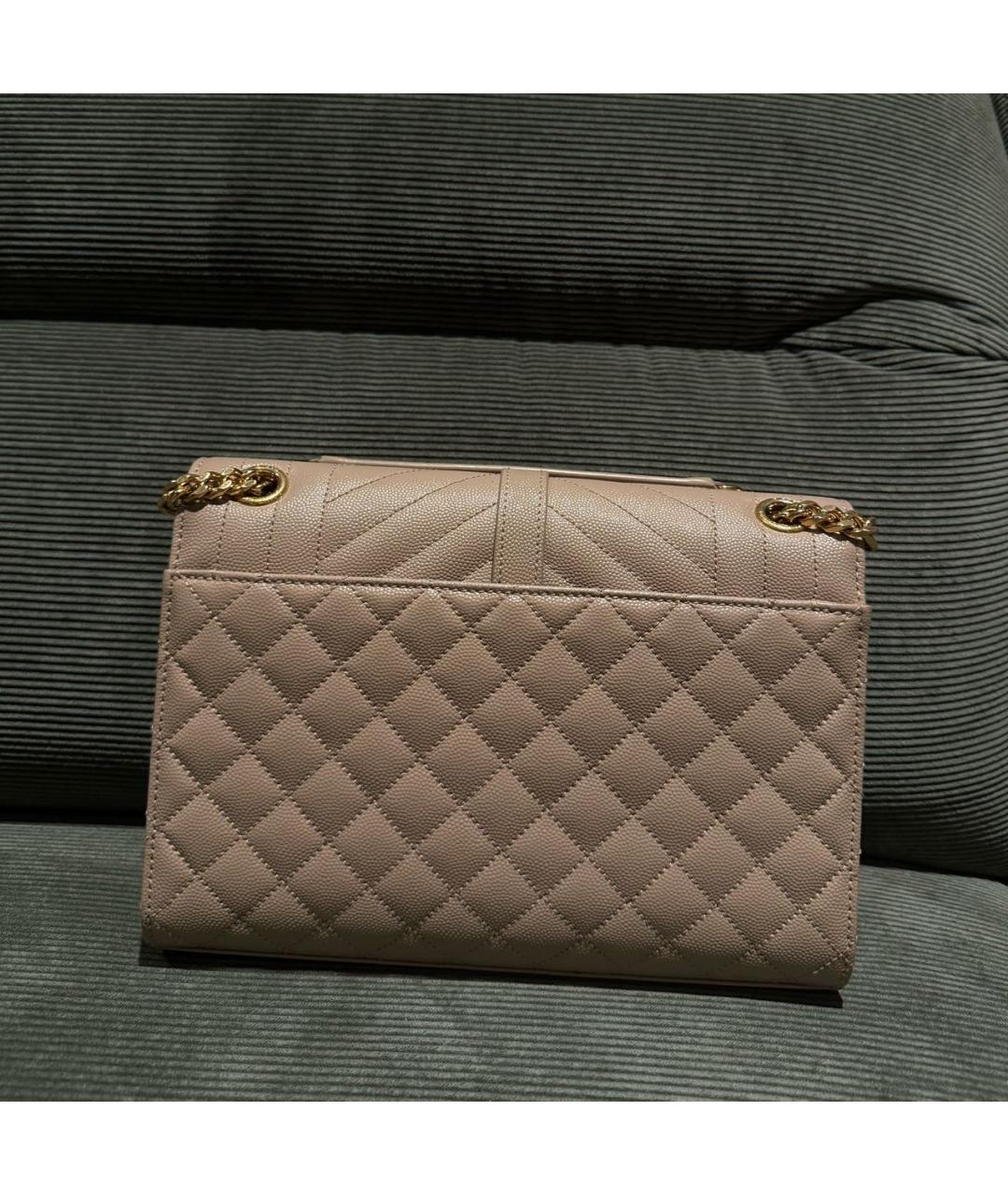 SAINT LAURENT Бежевая кожаная сумка через плечо, фото 3