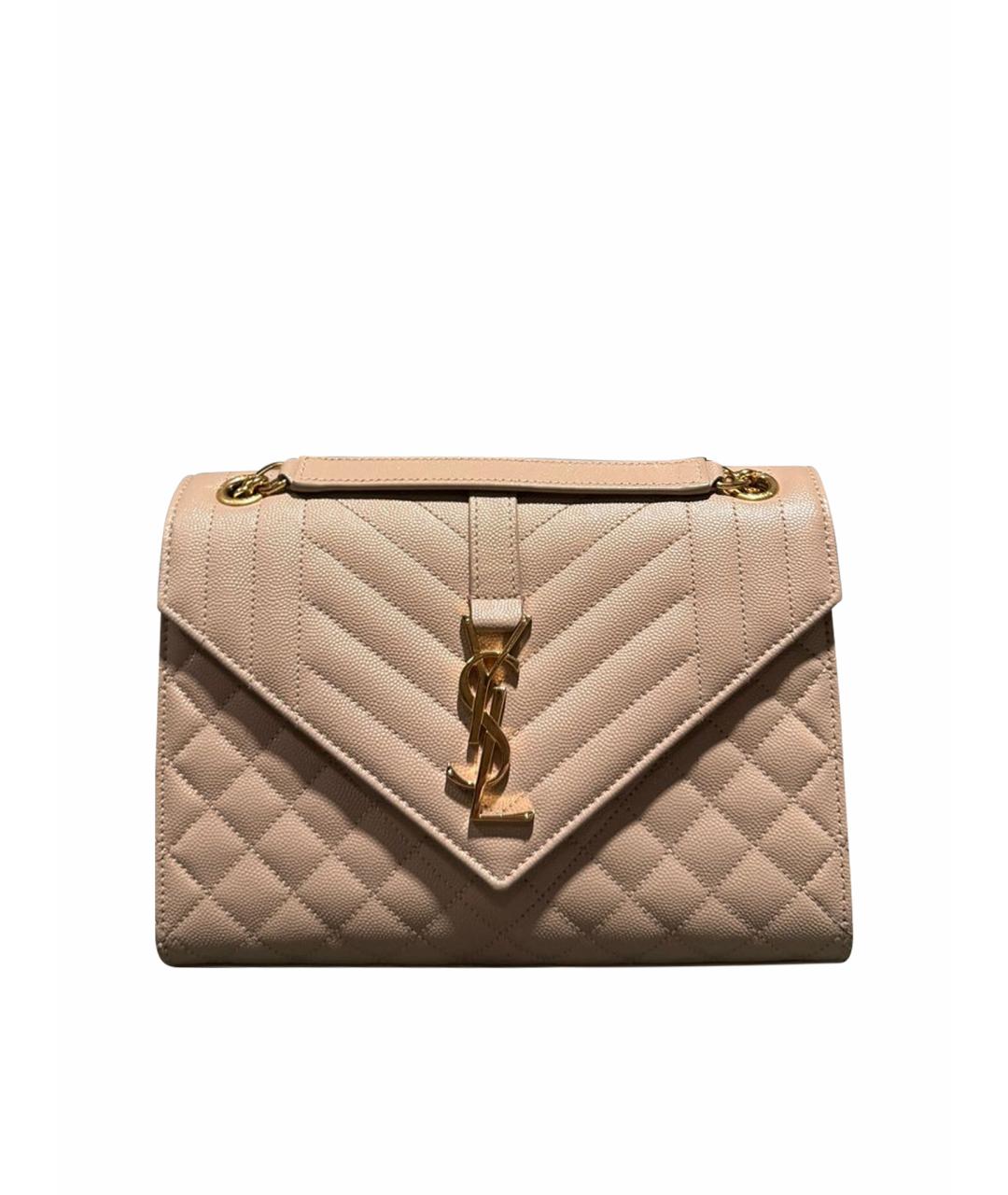SAINT LAURENT Бежевая кожаная сумка через плечо, фото 1