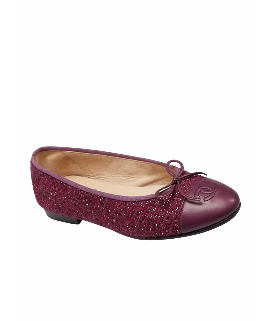 CHANEL Бордовые балетки, фото 1