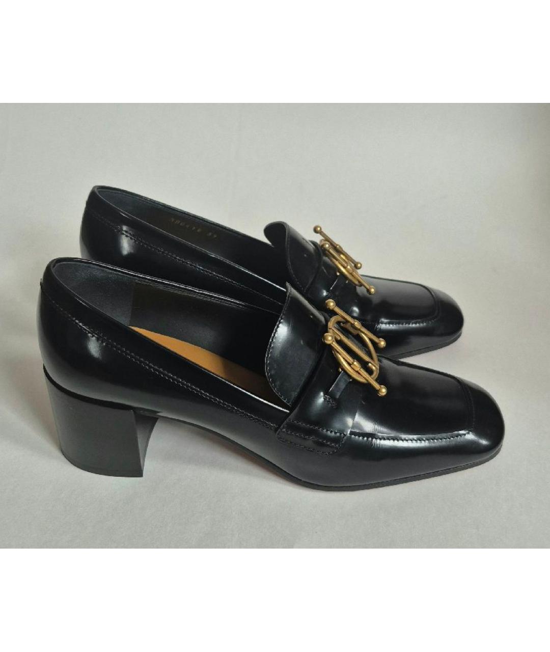 CHRISTIAN DIOR Черные кожаные лоферы, фото 3