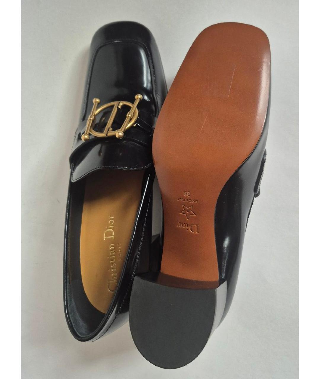 CHRISTIAN DIOR Черные кожаные лоферы, фото 6