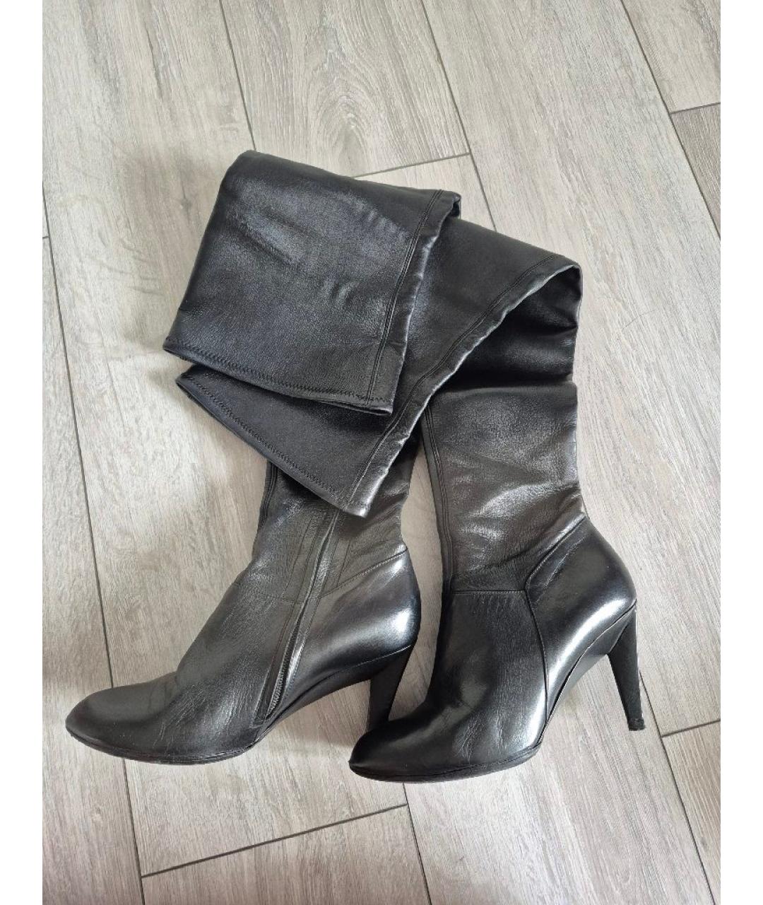 SAINT LAURENT Черные кожаные ботфорты, фото 5